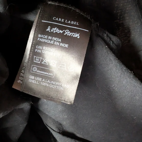 &Other Stories Embroidered Ruffle Mini Dress Black Size 4 Cotton - Picture 7 of 10